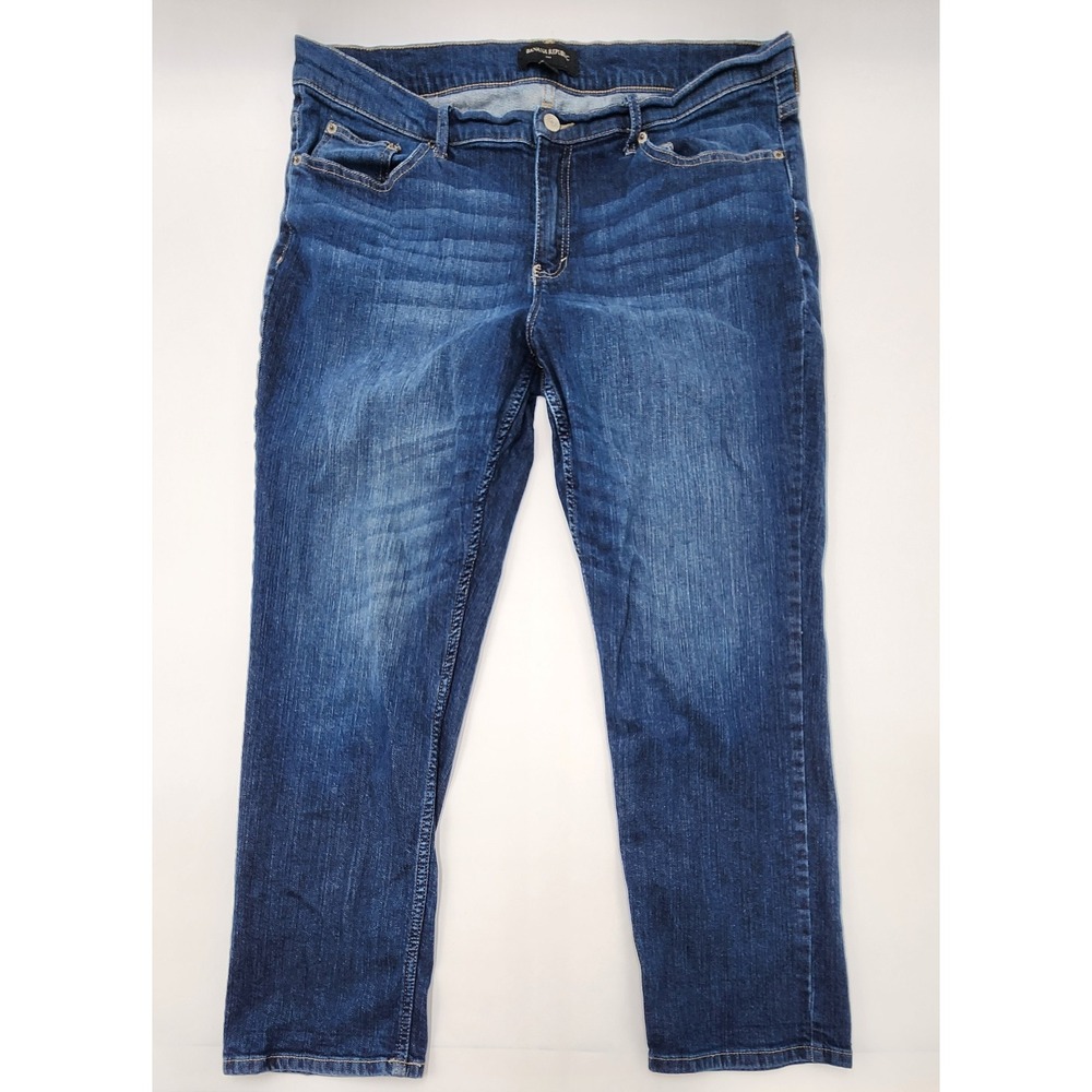 BANANA REPUBLIC 32 X14 DARK WASH AUTHENTIC JEANS WOMENS STRETCH STRAIGHT FIT‎